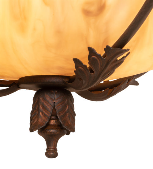 Meyda Lighting Hoja 15" 3-Light Rokusho Semi-flush Mount Light With Beige Travertine Idalight Shade