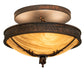 Meyda Lighting Hoja 15" 3-Light Rokusho Semi-flush Mount Light With Beige Travertine Idalight Shade