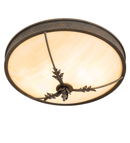 Meyda Lighting Hoja 18" 2-Light French Bronze Semi-flush Mount Light With Sahara Taupe Idalight Shade