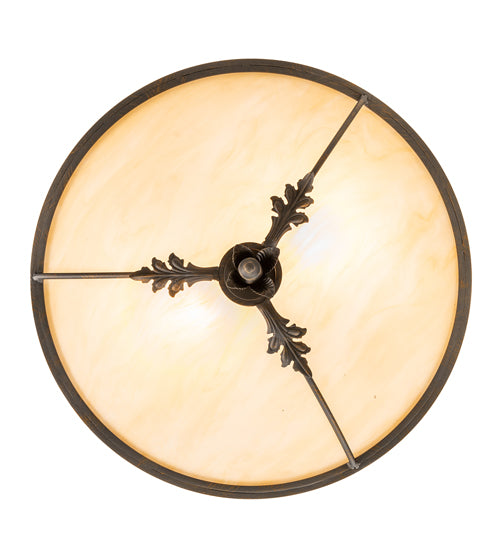 Meyda Lighting Hoja 18" 2-Light French Bronze Semi-flush Mount Light With Sahara Taupe Idalight Shade