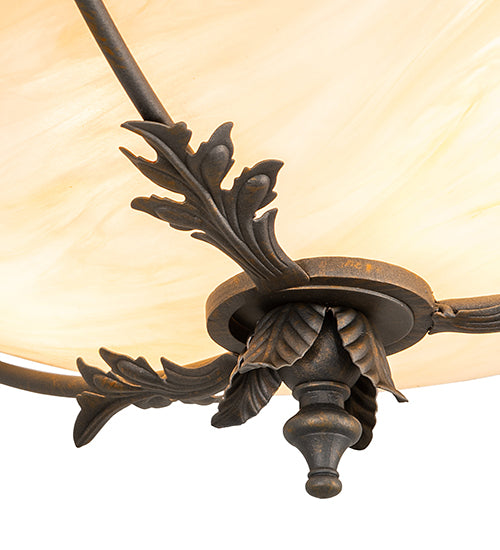 Meyda Lighting Hoja 18" 2-Light French Bronze Semi-flush Mount Light With Sahara Taupe Idalight Shade