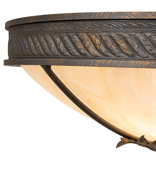 Meyda Lighting Hoja 18" 2-Light French Bronze Semi-flush Mount Light With Sahara Taupe Idalight Shade
