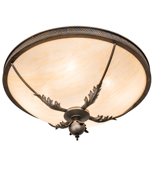 Meyda Lighting Hoja 30" 4-Light French Bronze Semi-flush Mount Ceiling Light With Sahara Taupe Idalight Shade