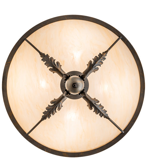 Meyda Lighting Hoja 30" 4-Light French Bronze Semi-flush Mount Ceiling Light With Sahara Taupe Idalight Shade