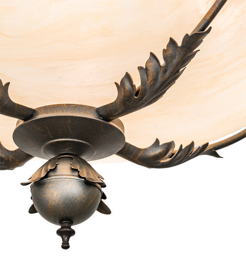 Meyda Lighting Hoja 30" 4-Light French Bronze Semi-flush Mount Ceiling Light With Sahara Taupe Idalight Shade