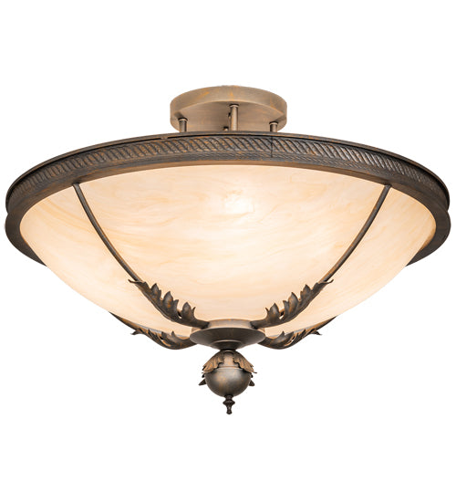 Meyda Lighting Hoja 30" 4-Light French Bronze Semi-flush Mount Ceiling Light With Sahara Taupe Idalight Shade
