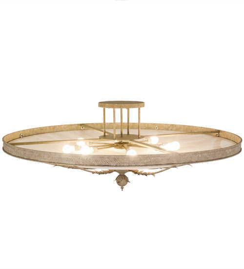 Meyda Lighting Hoja 60" 8-Light Pate Semi-flush Mount Ceiling Light With Beige Fleshtone Idalight Shade