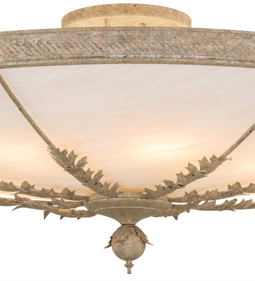 Meyda Lighting Hoja 60" 8-Light Pate Semi-flush Mount Ceiling Light With Beige Fleshtone Idalight Shade