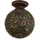 Meyda Lighting Holly Ball 9" Antique Semi-flush Mount Light With Multi-Colored Stained Shade Glass