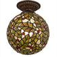 Meyda Lighting Holly Ball 9" Antique Semi-flush Mount Light With Multi-Colored Stained Shade Glass