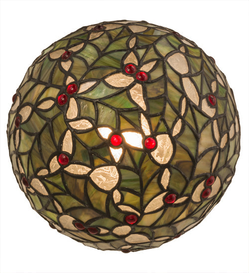 Meyda Lighting Holly Ball 9" Antique Semi-flush Mount Light With Multi-Colored Stained Shade Glass