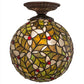 Meyda Lighting Holly Ball 9" Antique Semi-flush Mount Light With Multi-Colored Stained Shade Glass