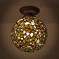 Meyda Lighting Holly Ball 9" Antique Semi-flush Mount Light With Multi-Colored Stained Shade Glass