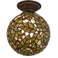Meyda Lighting Holly Ball 9" Antique Semi-flush Mount Light With Multi-Colored Stained Shade Glass
