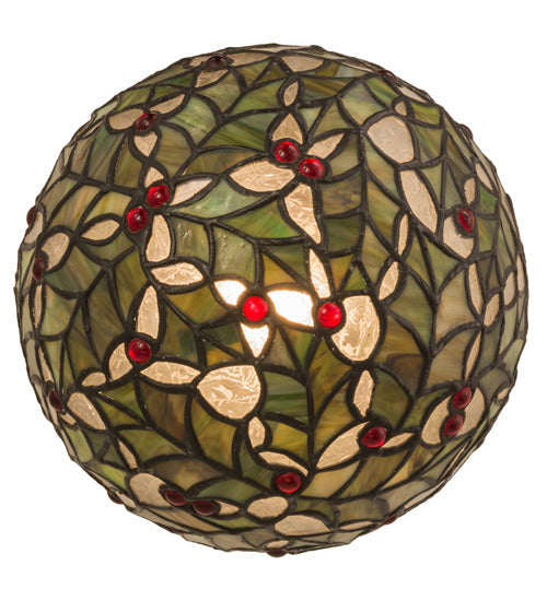 Meyda Lighting Holly Ball 9" Mahogany Bronze Mini Pendant Light With Multi-Colored Shade Glass