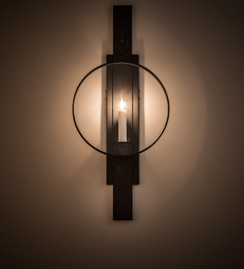 Meyda Lighting Holmes 12" Wrought Iron Wall Sconce With Clear Shade Glass