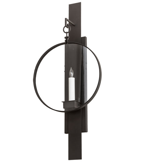 Meyda Lighting Holmes 12" Wrought Iron Wall Sconce With Clear Shade Glass