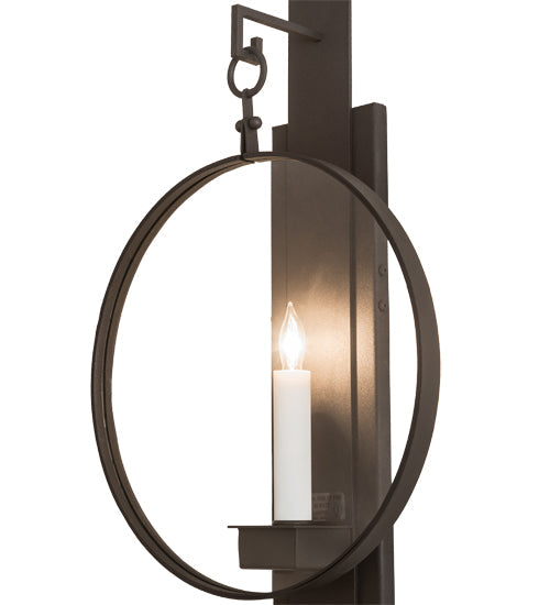 Meyda Lighting Holmes 12" Wrought Iron Wall Sconce With Clear Shade Glass