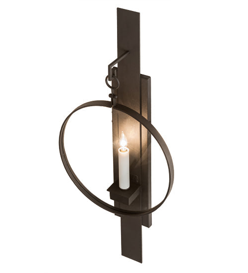 Meyda Lighting Holmes 12" Wrought Iron Wall Sconce With Clear Shade Glass