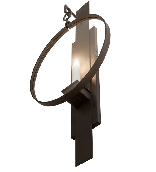 Meyda Lighting Holmes 12" Wrought Iron Wall Sconce With Clear Shade Glass