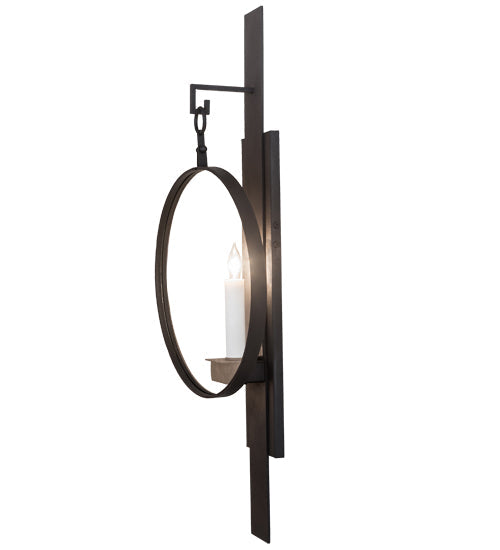 Meyda Lighting Holmes 12" Wrought Iron Wall Sconce With Clear Shade Glass