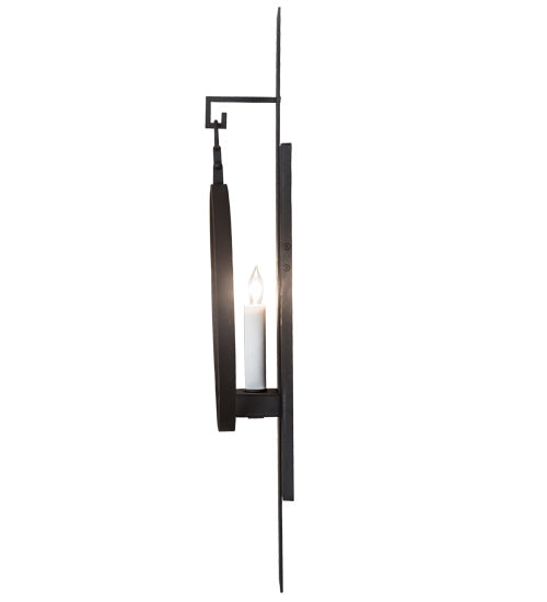 Meyda Lighting Holmes 12" Wrought Iron Wall Sconce With Clear Shade Glass