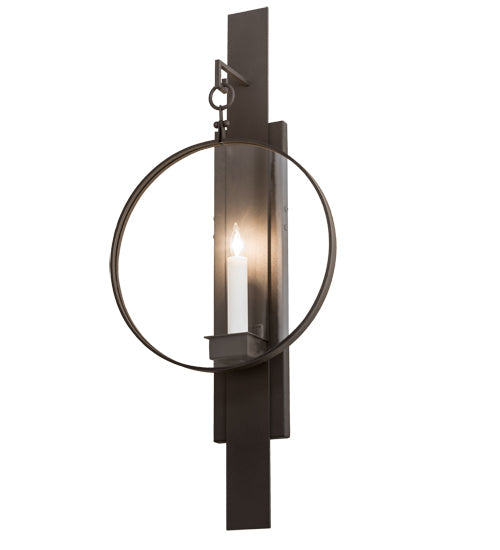 Meyda Lighting Holmes 12" Wrought Iron Wall Sconce With Clear Shade Glass