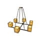Meyda Lighting Horizon Bay 48" 6-Light Mahogany Bronze Chandelier With Beige Shade Glass