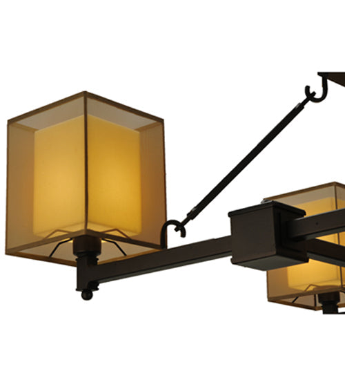 Meyda Lighting Horizon Bay 51" 4-Light Mahogany Bronze Semi-flush Mount Ceiling Light With Beige Idalight Shade