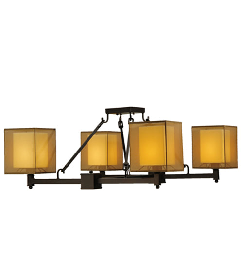 Meyda Lighting Horizon Bay 51" 4-Light Mahogany Bronze Semi-flush Mount Ceiling Light With Beige Idalight Shade