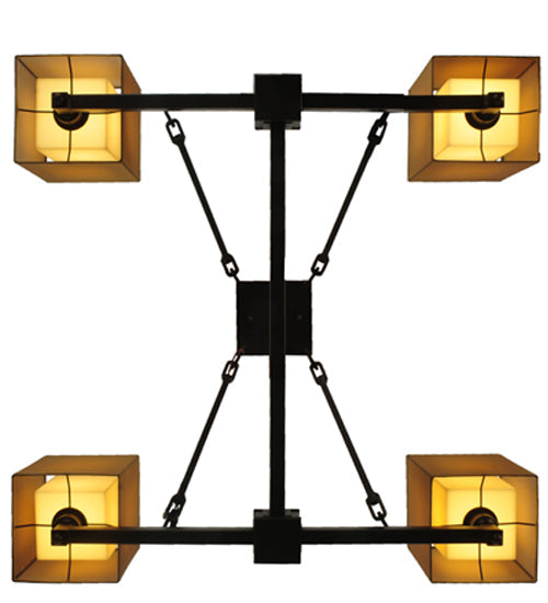 Meyda Lighting Horizon Bay 51" 4-Light Mahogany Bronze Semi-flush Mount Ceiling Light With Beige Idalight Shade