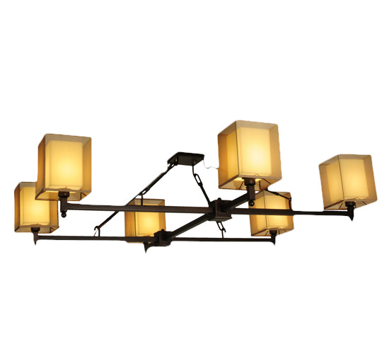 Meyda Lighting Horizon Bay 85" 6-Light Mahogany Bronze Semi-flush Mount Ceiling Light With Amber Idalight Shade