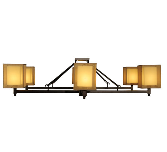 Meyda Lighting Horizon Bay 85" 6-Light Mahogany Bronze Semi-flush Mount Ceiling Light With Amber Idalight Shade