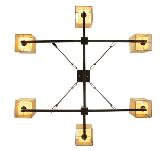 Meyda Lighting Horizon Bay 85" 6-Light Mahogany Bronze Semi-flush Mount Ceiling Light With Amber Idalight Shade