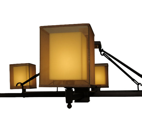 Meyda Lighting Horizon Bay 85" 6-Light Mahogany Bronze Semi-flush Mount Ceiling Light With Amber Idalight Shade