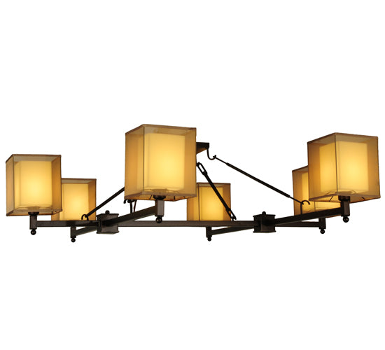 Meyda Lighting Horizon Bay 85" 6-Light Mahogany Bronze Semi-flush Mount Ceiling Light With Amber Idalight Shade