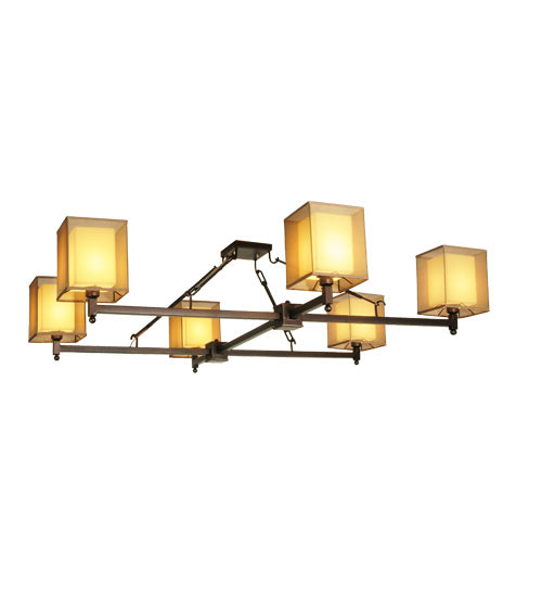 Meyda Lighting Horizon Bay 85" 6-Light Mahogany Bronze Semi-flush Mount Ceiling Light With Amber Idalight Shade