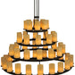 Meyda Lighting Horizon Gold 72" 52-Light 4-Tier Timeless Bronze Chandelier With Sahara Taupe Idalight Shade