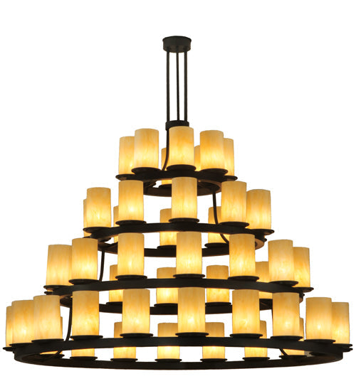 Meyda Lighting Horizon Gold 72" 52-Light 4-Tier Timeless Bronze Chandelier With Sahara Taupe Idalight Shade