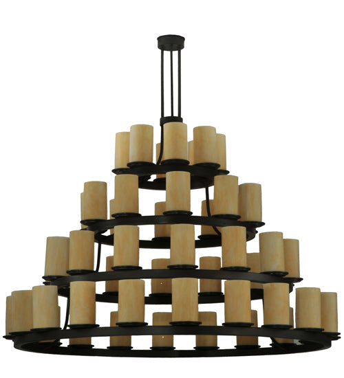 Meyda Lighting Horizon Gold 72" 52-Light 4-Tier Timeless Bronze Chandelier With Sahara Taupe Idalight Shade