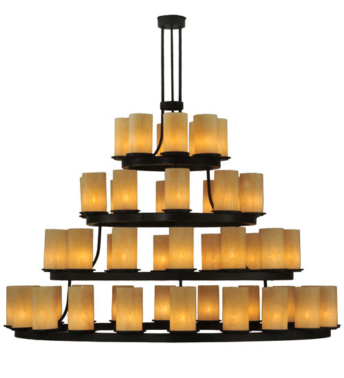 Meyda Lighting Horizon Gold 72" 52-Light 4-Tier Timeless Bronze Chandelier With Sahara Taupe Idalight Shade