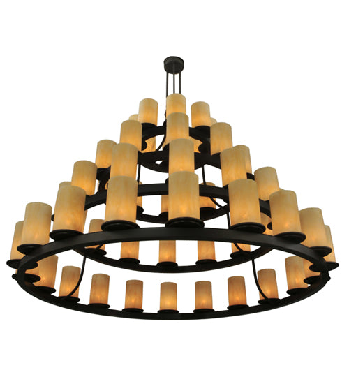 Meyda Lighting Horizon Gold 72" 52-Light 4-Tier Timeless Bronze Chandelier With Sahara Taupe Idalight Shade