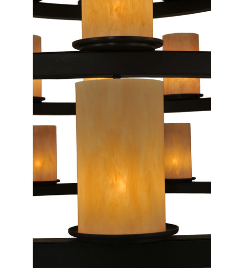 Meyda Lighting Horizon Gold 72" 52-Light 4-Tier Timeless Bronze Chandelier With Sahara Taupe Idalight Shade