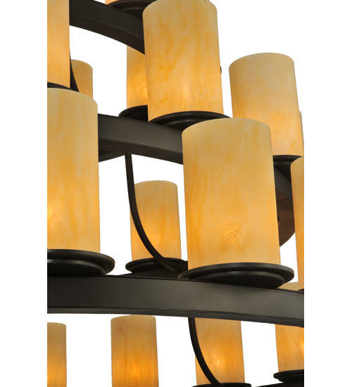 Meyda Lighting Horizon Gold 72" 52-Light 4-Tier Timeless Bronze Chandelier With Sahara Taupe Idalight Shade