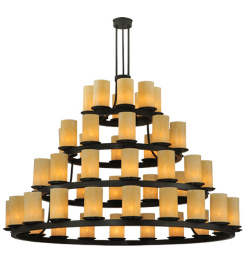 Meyda Lighting Horizon Gold 72" 52-Light 4-Tier Timeless Bronze Chandelier With Sahara Taupe Idalight Shade