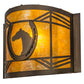 Meyda Lighting Horseshoe 12" Antique Copper Wall Sconce With Amber Mica Shade Glass