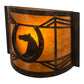 Meyda Lighting Horseshoe 12" Dark Burnished Antique Copper Wall Sconce With Amber Mica Shade Glass