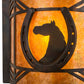 Meyda Lighting Horseshoe 12" Dark Burnished Antique Copper Wall Sconce With Amber Mica Shade Glass