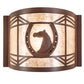 Meyda Lighting Horseshoe 12" Rust Wall Sconce With Silver Mica Shade Glass