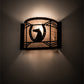 Meyda Lighting Horseshoe 12" Textured Black Wall Sconce With Silver Mica Shade Glass